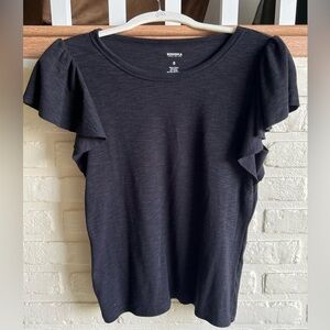 Sonoma- Black Short Flutter Sleeve Shirt (NWOT)